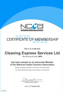 National Carpet Cleaners Association Certificate Cleaning Express