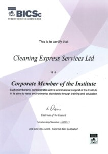 cleaning express - british institute of cleaning science certifcate 2022